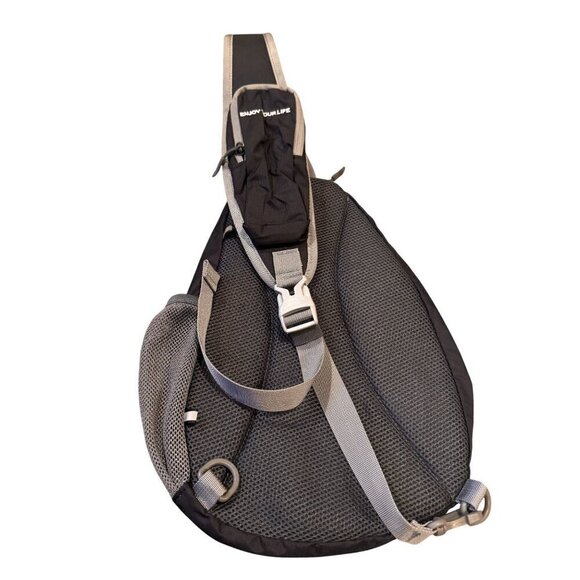 Waterfly Black Sling Backpack Travel Hiking Chest Bag Daypack - Picture 6 of 12